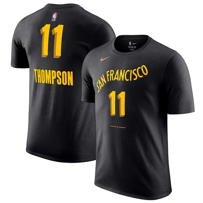 Men's Golden State Warriors #11 Klay Thompson Black 2023/24 City Edition Name & Number T-Shirt